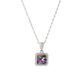 14KT White Gold Mystic Topaz And Diamond Necklace