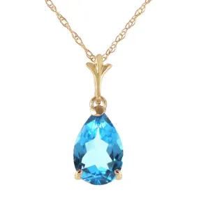 1.5 Carat 14K Solid Yellow Gold Life Is Everywhere Blue Topaz Necklace