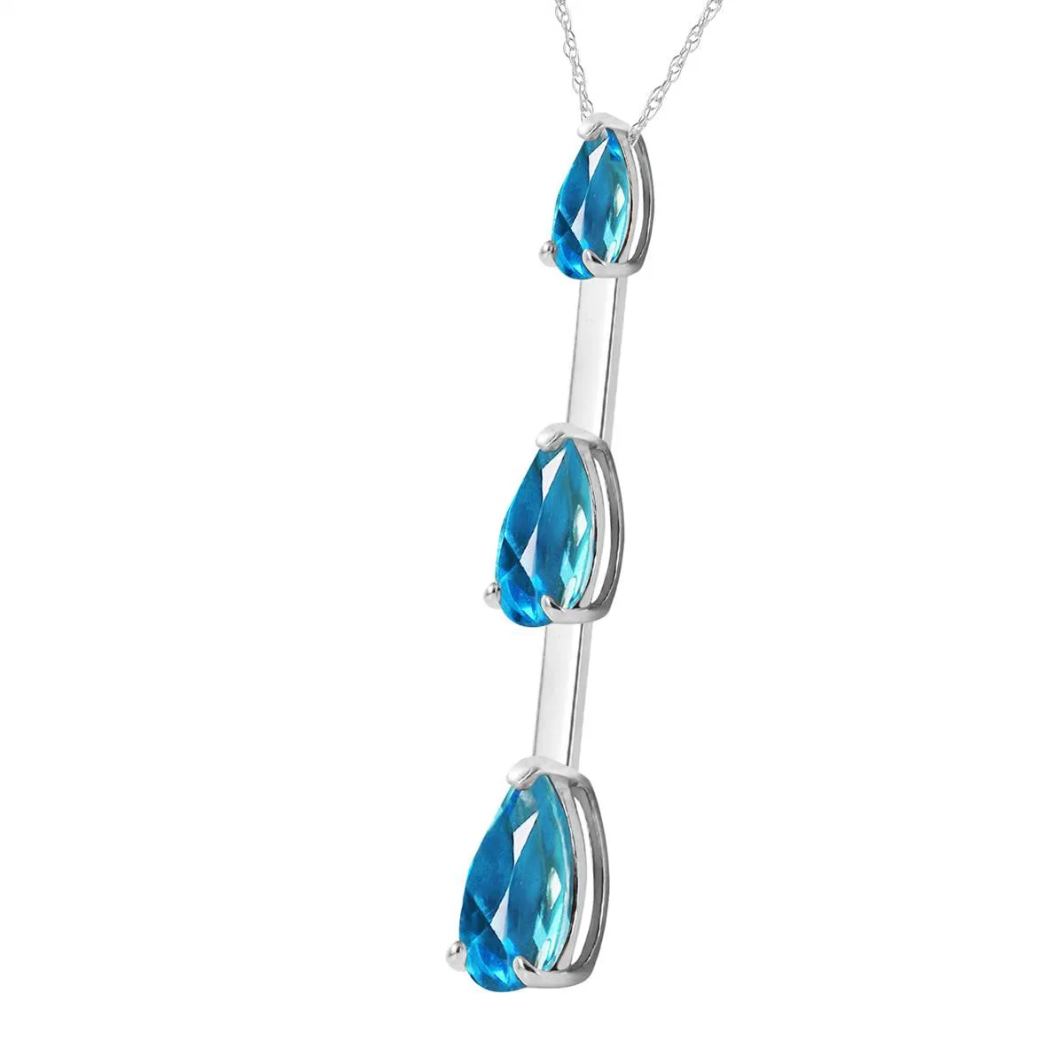 1.71 Carat 14K Solid White Gold Believe In Hope Blue Topaz Necklace