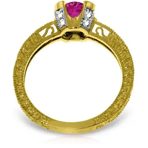 1.8 Carat 14K Solid Yellow Gold Someday Soon Pink Topaz Diamond Ring