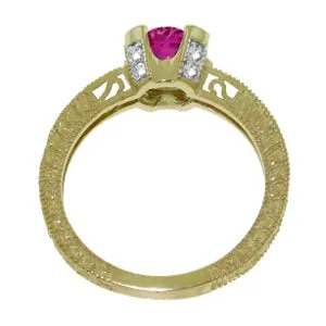 1.8 Carat 14K Solid Yellow Gold Someday Soon Pink Topaz Diamond Ring