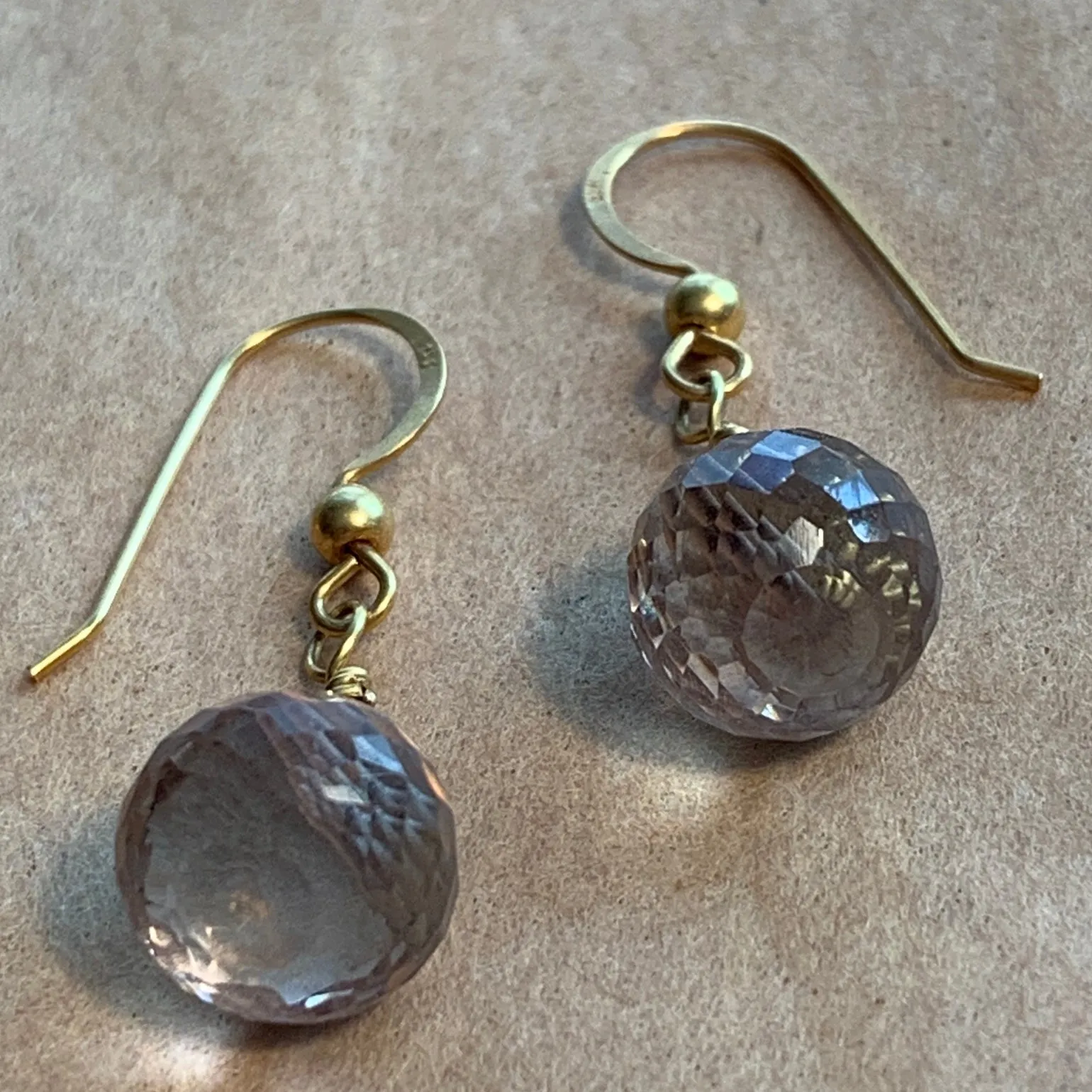 18 Karat Gold & Smokey Quartz Earrings