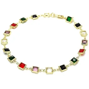 18K Gold Filled Dark Block Crystal Anklet