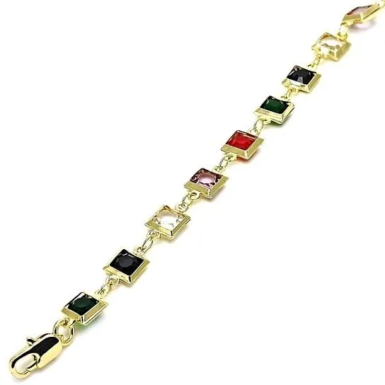 18K Gold Filled Dark Block Crystal Anklet