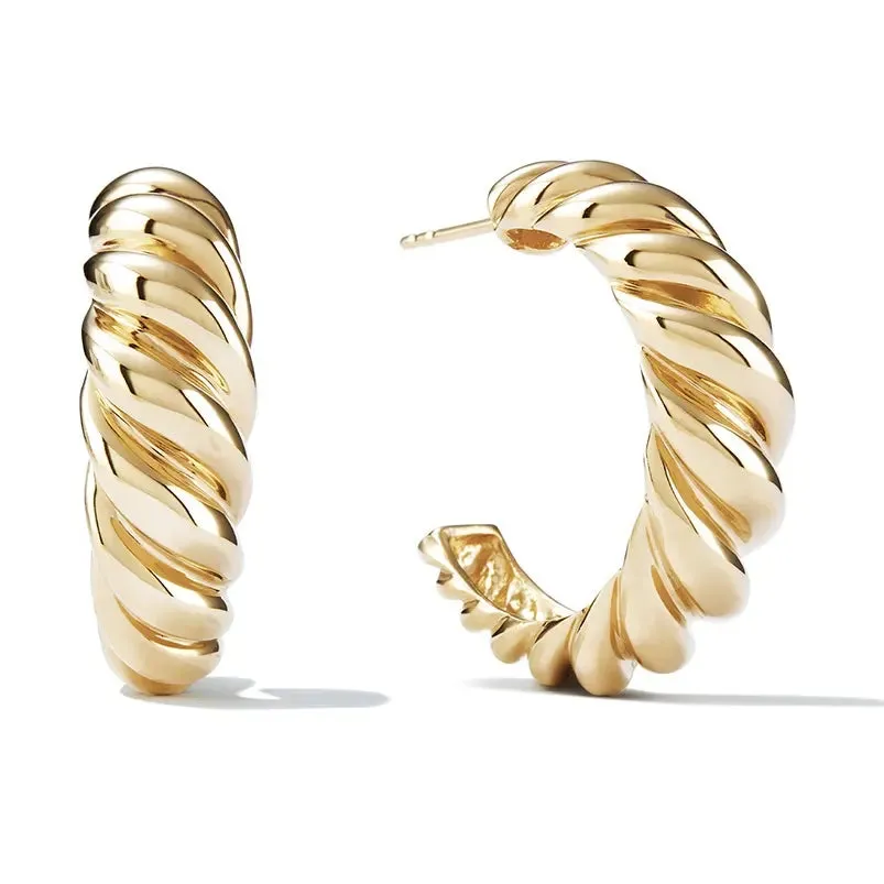 18K Gold-Filled French Twisted Dome Hoops