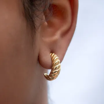 18K Gold-Filled French Twisted Dome Hoops