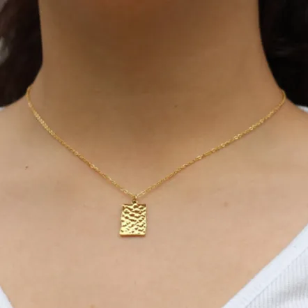 18K Gold-Filled Hammered Pendant Necklace