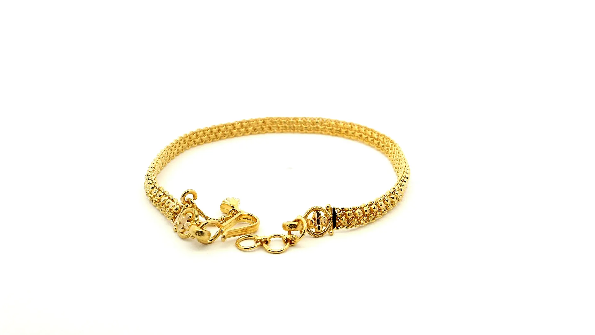 22ct Yellow Gold Ladies Bracelet with Filigree Work Design & U-Hook Clasp - Elegant Luxury Jewellery