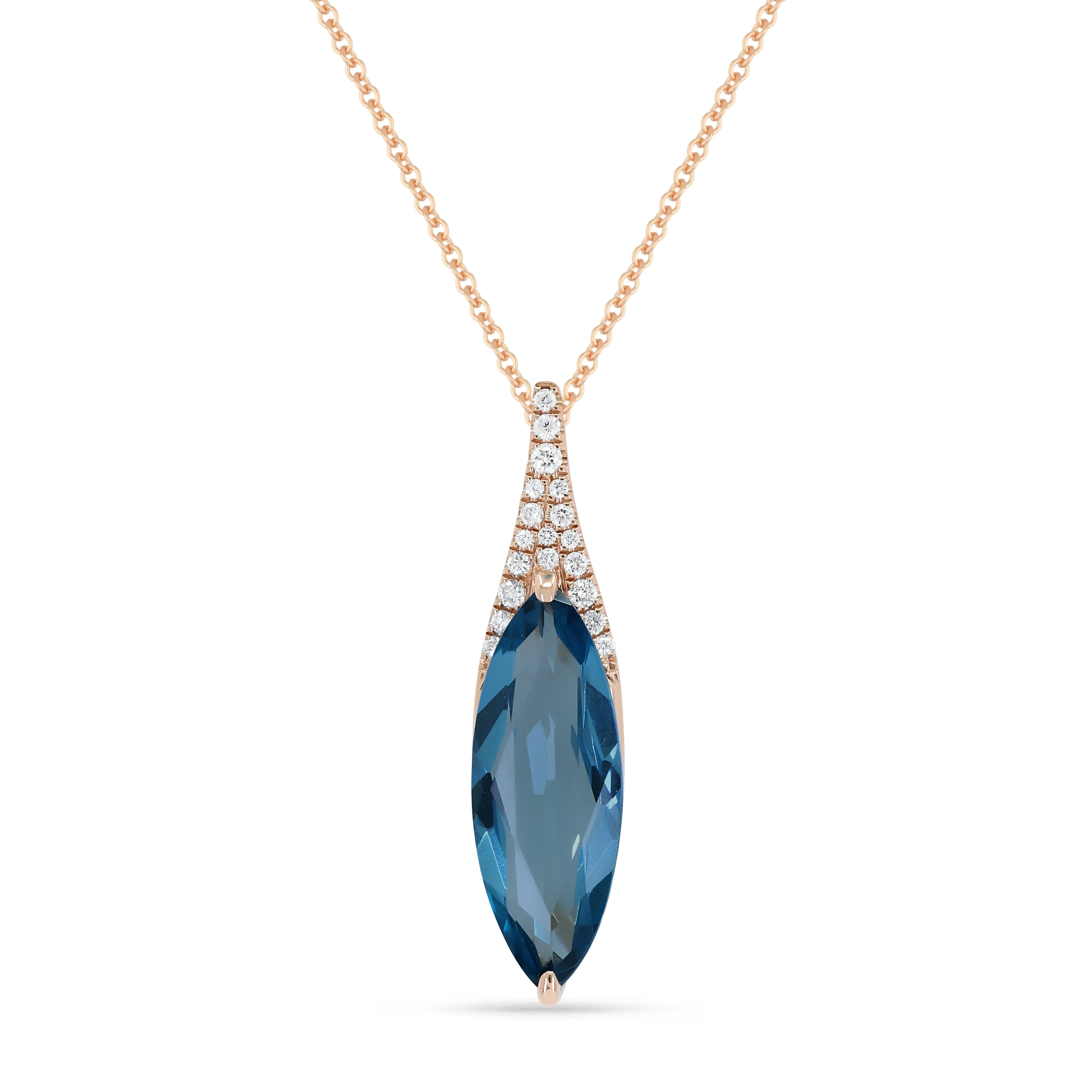 2.61ct London Blue Topaz 16"Pendant Necklace in 14K Rose Gold