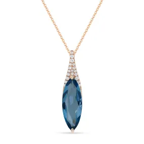 2.61ct London Blue Topaz 16"Pendant Necklace in 14K Rose Gold