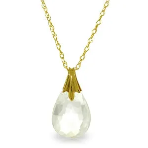 3 Carat 14K Solid Yellow Gold Adorned White Topaz Necklace