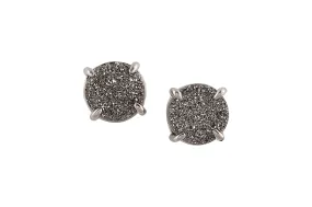 5 Way Druzy Earrings Studs Silver