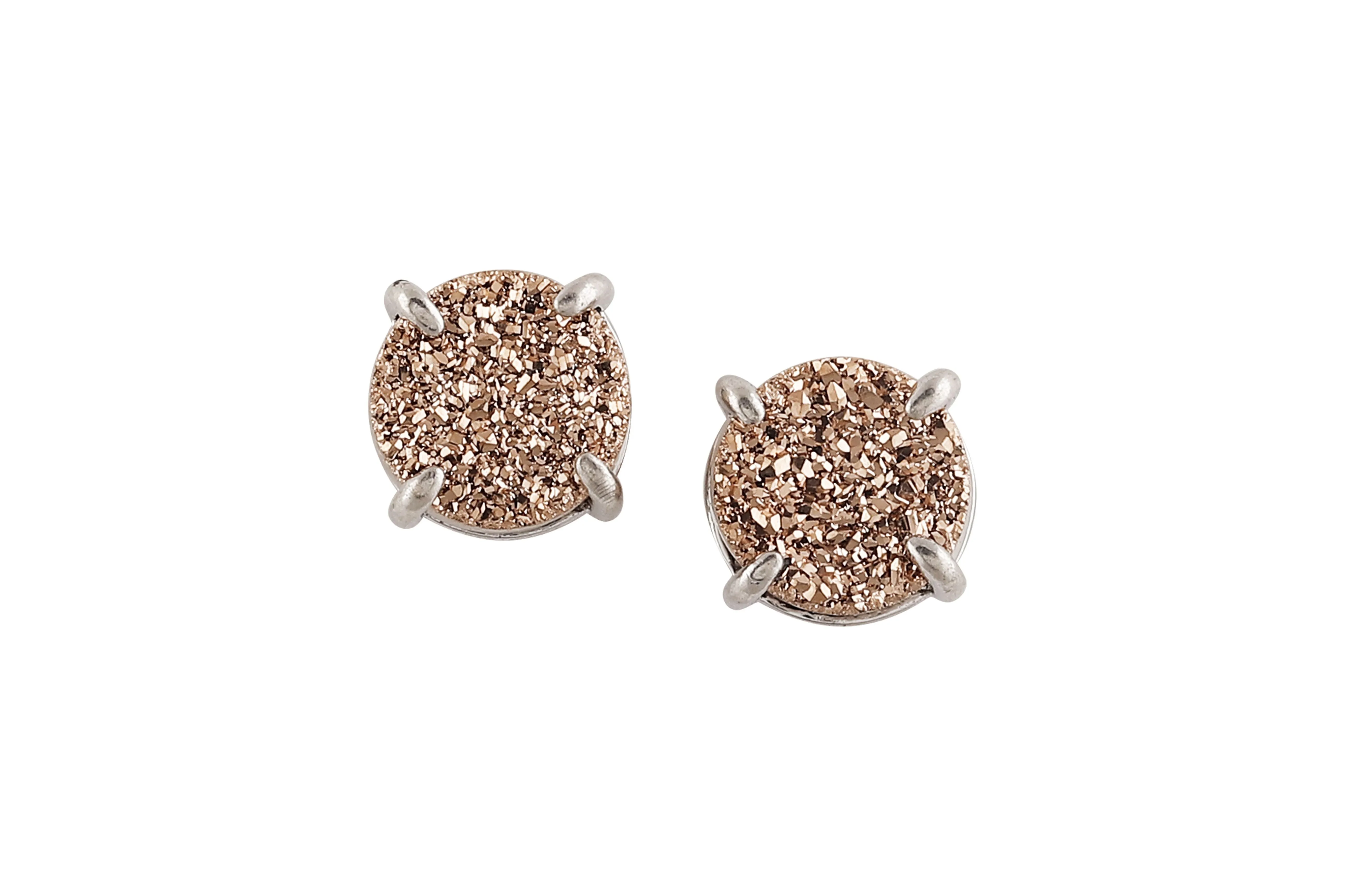 5 Way Druzy Earrings Studs Silver