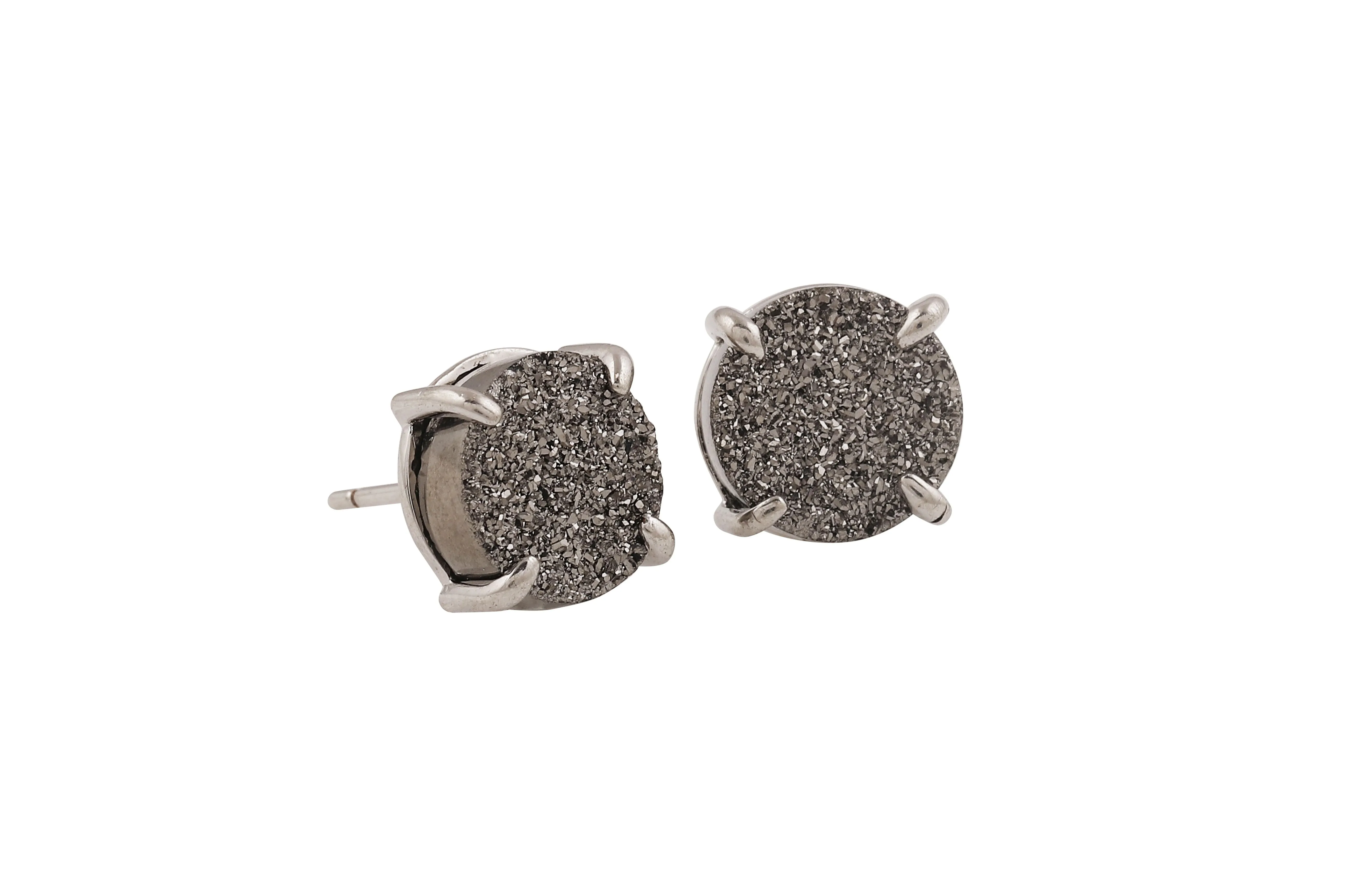 5 Way Druzy Earrings Studs Silver