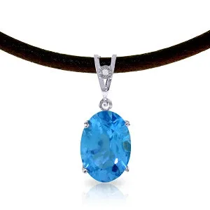 7.56 Carat 14K Solid White Gold Diversity Is Good Blue Topaz Diamond Necklace