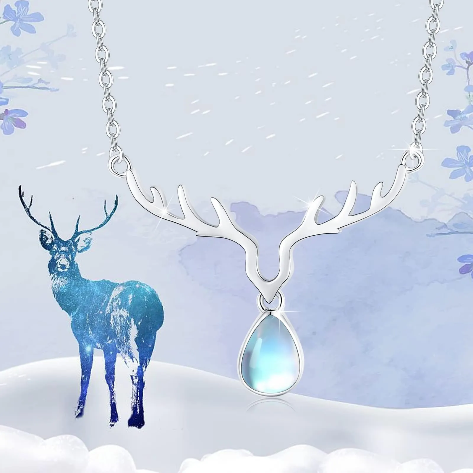 925 sterling silver deer antler necklace