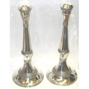 925 Sterling Silver Filigree Shabbat Candlesticks Made in Israel by ZADOK 13'' tall