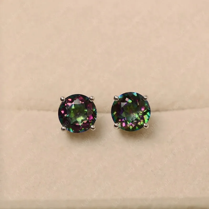 925 Sterling Silver Mystic Quartz Studs Earrings