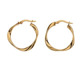 9ct Gold 15mm Twisted Hoop Earrings