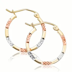 9ct Three Tone Gold Silver Filled 18mm Hoop Earrings