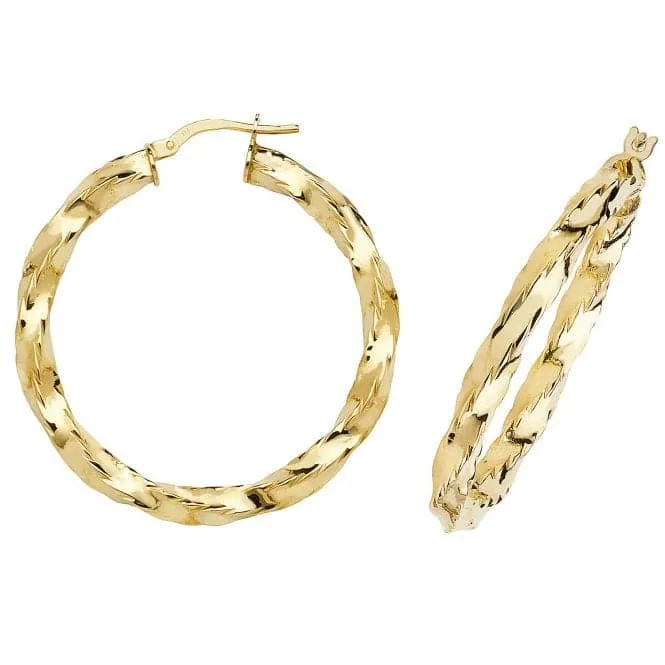 9ct Yellow Gold 30mm Hoop Earrings ER135