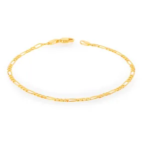 9ct Yellow Solid Gold 60 Gauge Figaro 19cm Bracelet