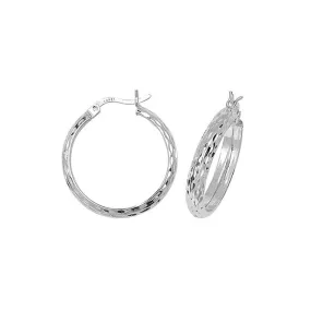 Acotis Silver Hoop Earrings Dia Cut G5746