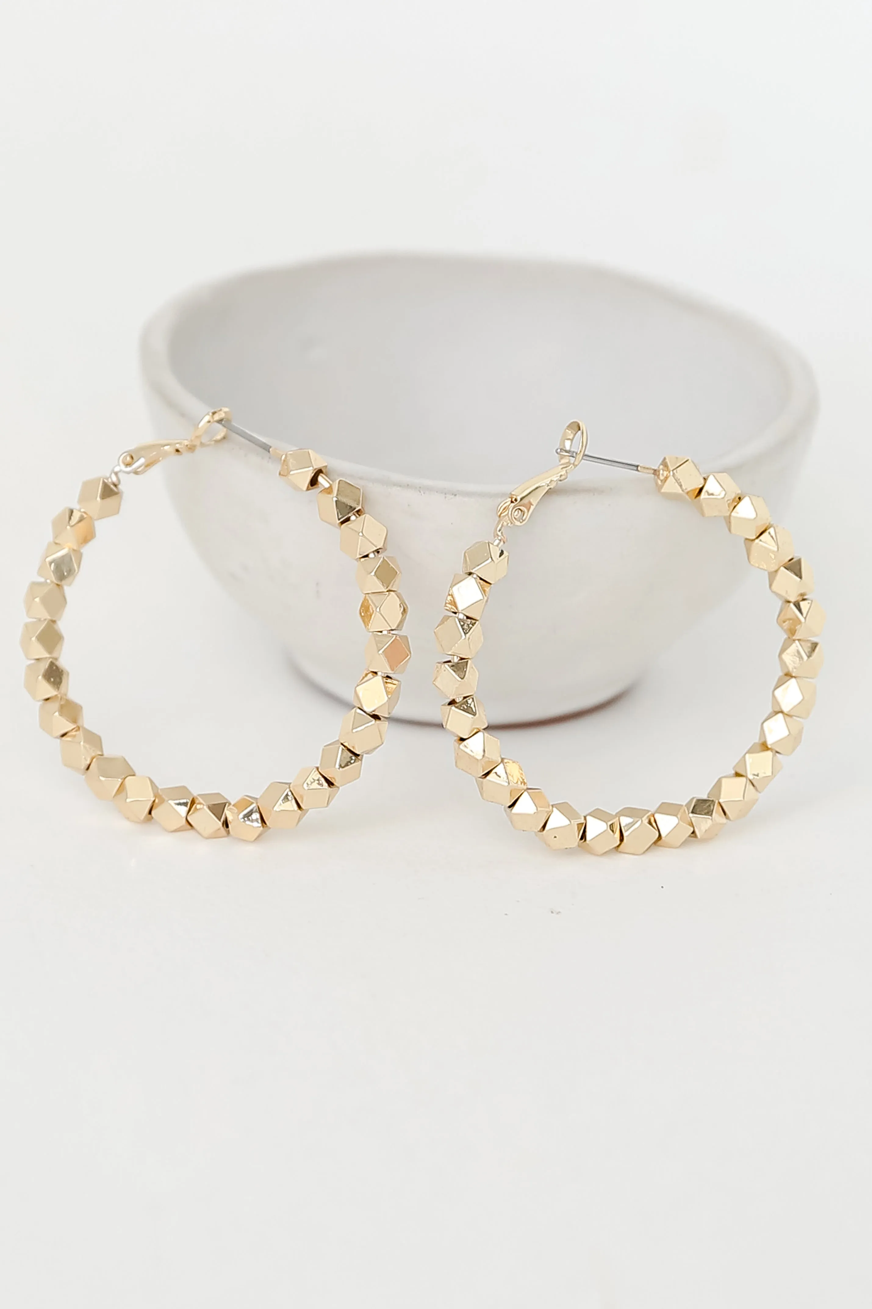 Alexandra Gold Beaded Hoop Earrings