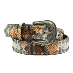 Angel Ranch by 3D Ladies Python Print & Studs Leather Belt D140000902