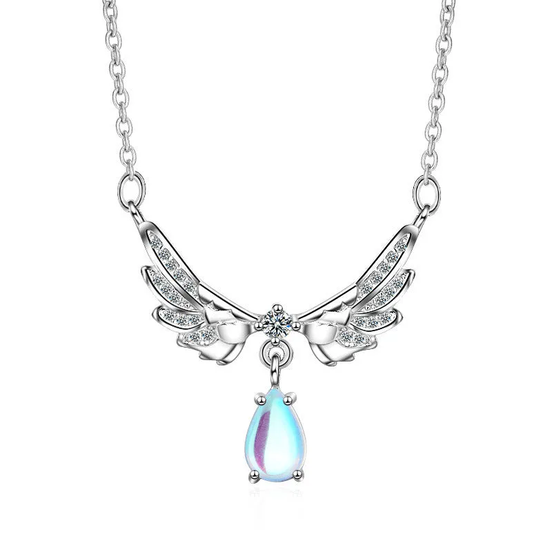 Angel Wing Moonstone Necklace