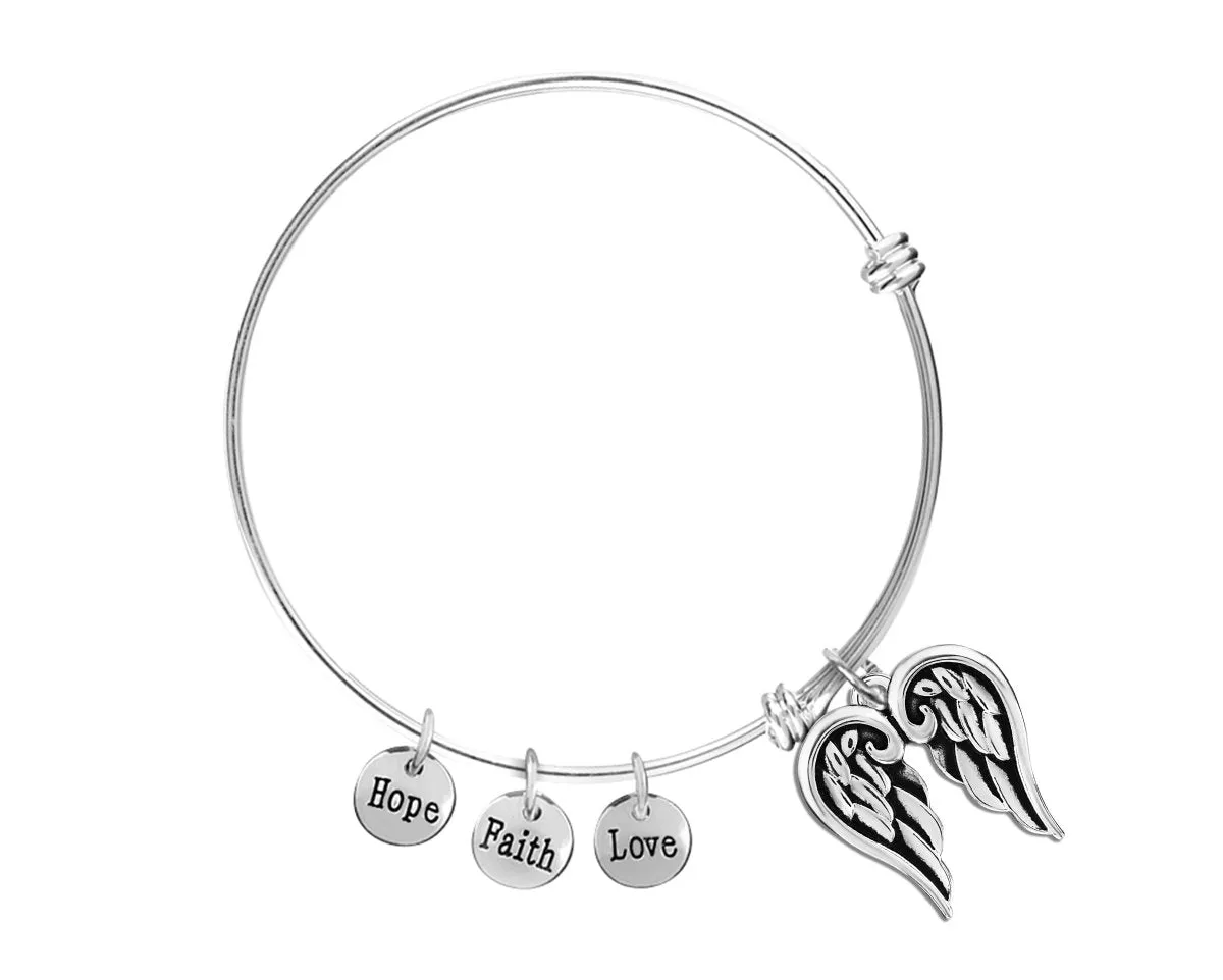 Angel Wings Religious Retractable Charm Bracelet