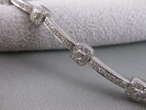 ANTIQUE 2.25CTW DIAMOND 18KT WHITE GOLD PAVE FILIGREE BRACELET 6MM WIDE #16473