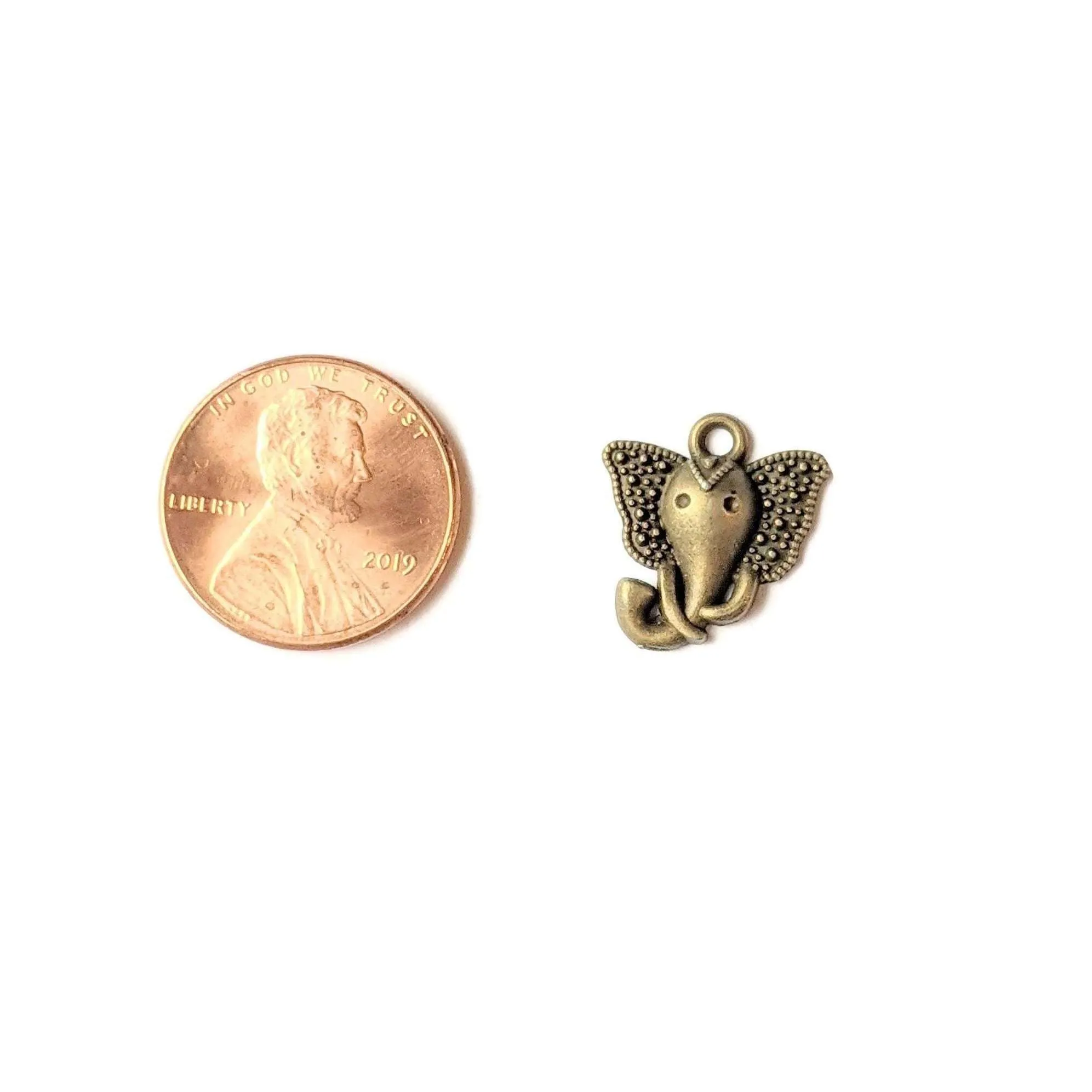 Antique Bronze Ornamental Elephant Head Charm