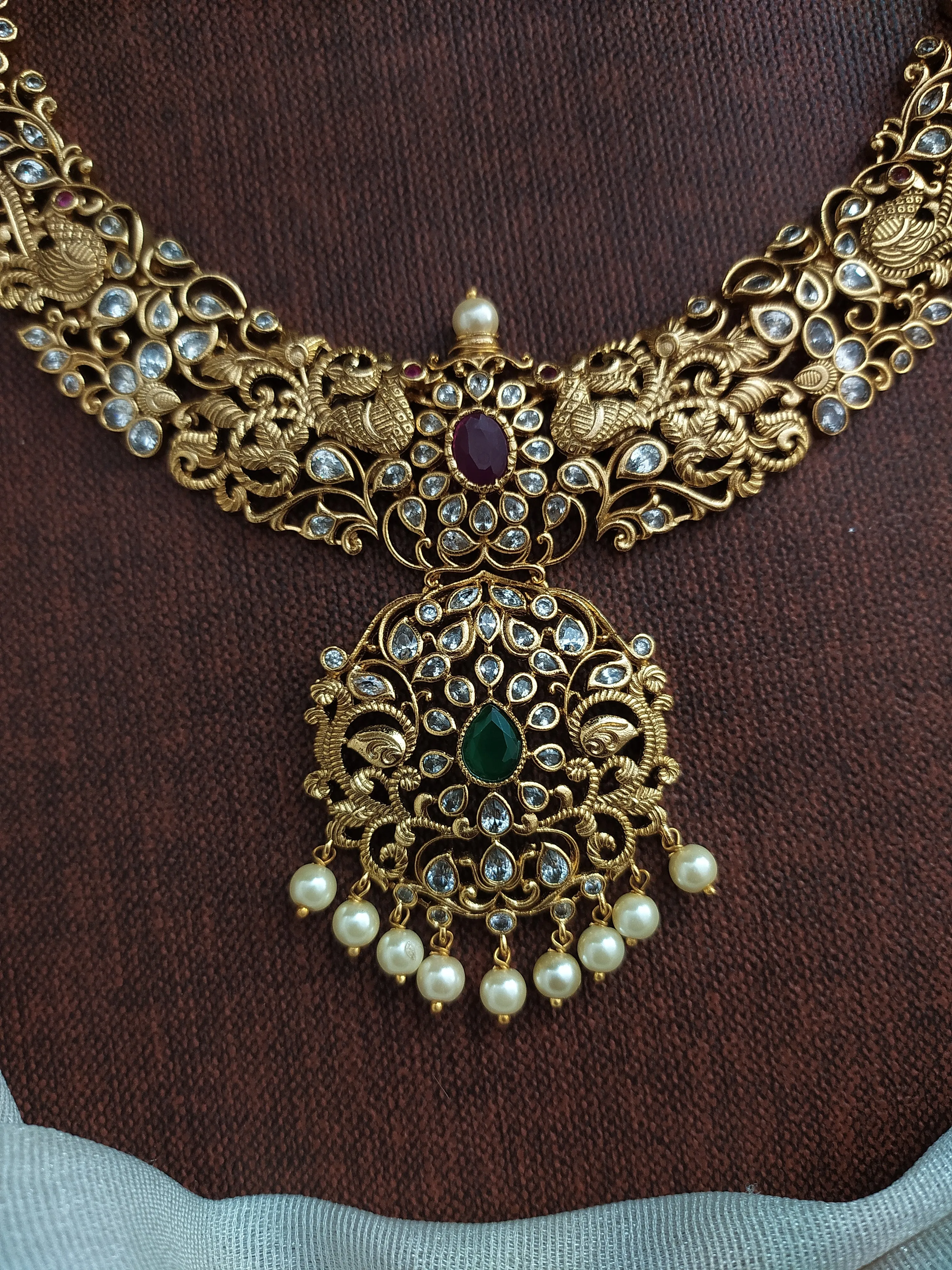 Antique Non-Idol Necklace Set with Kemp Stones