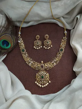 Antique Non-Idol Necklace Set with Kemp Stones