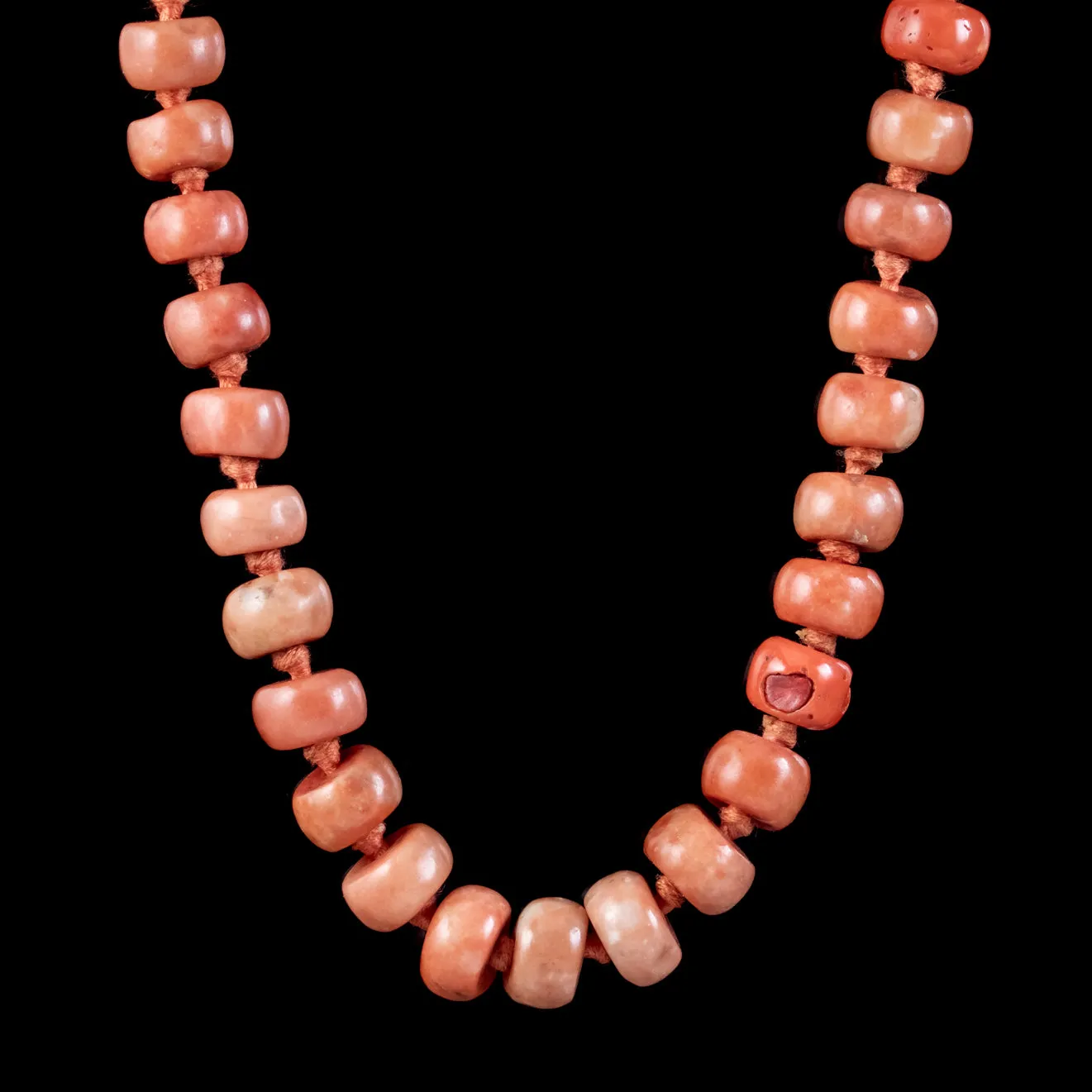 Antique Victorian Coral Bead Necklace Circa 1880