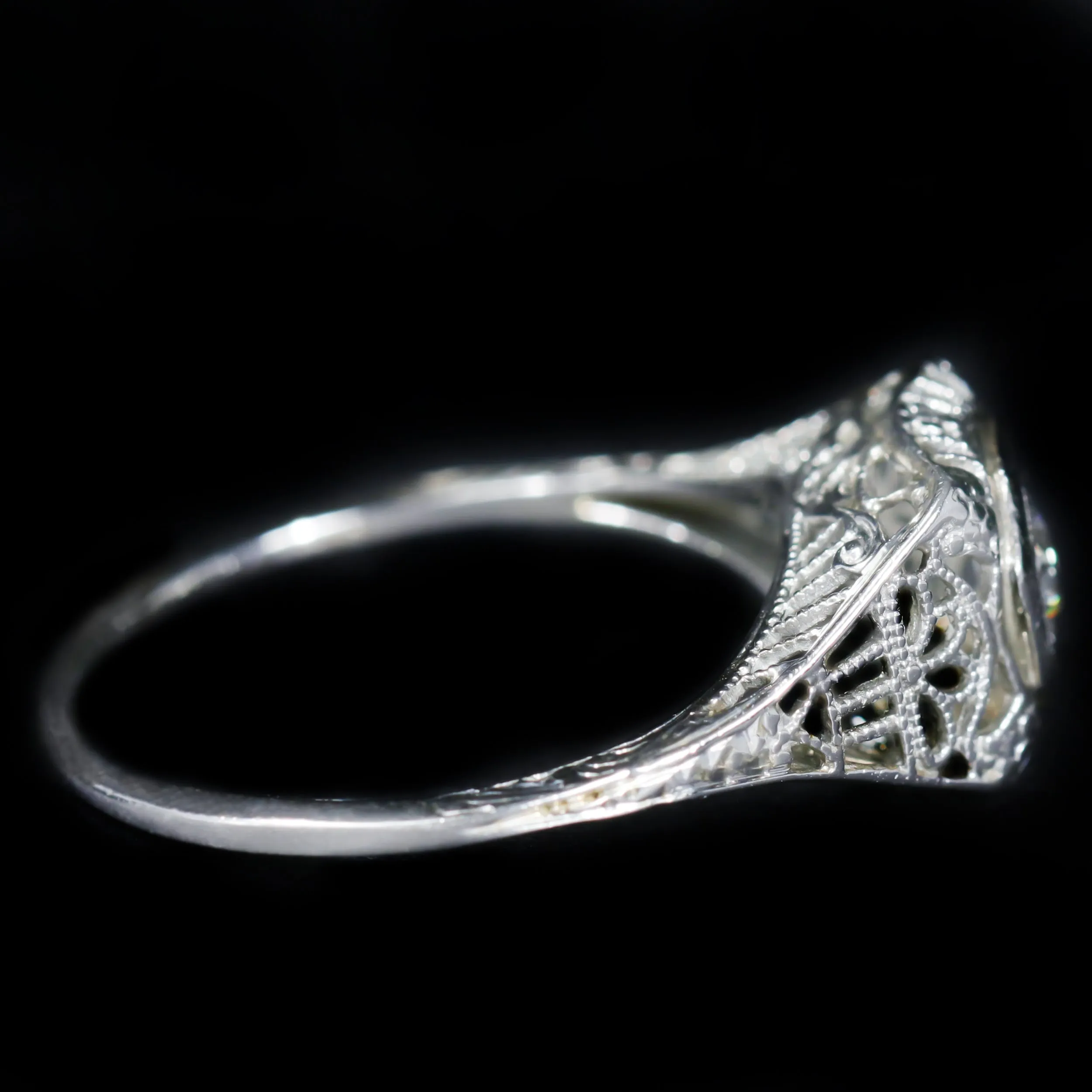 Art Deco 0.20 Carat Old Mine Cut Diamond Engagement Ring