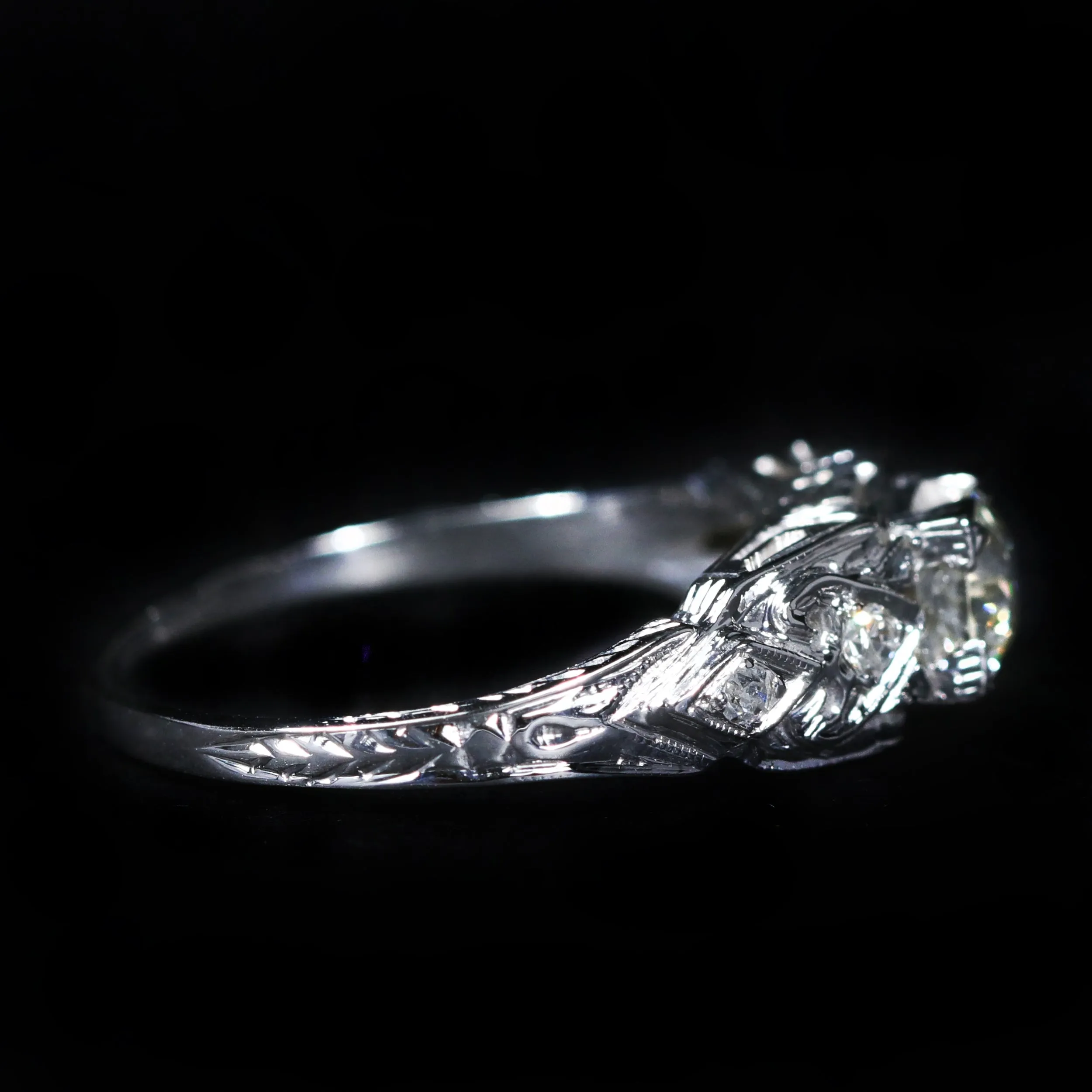 Art Deco 0.50 Carat Old European Cut Diamond Engagement Ring