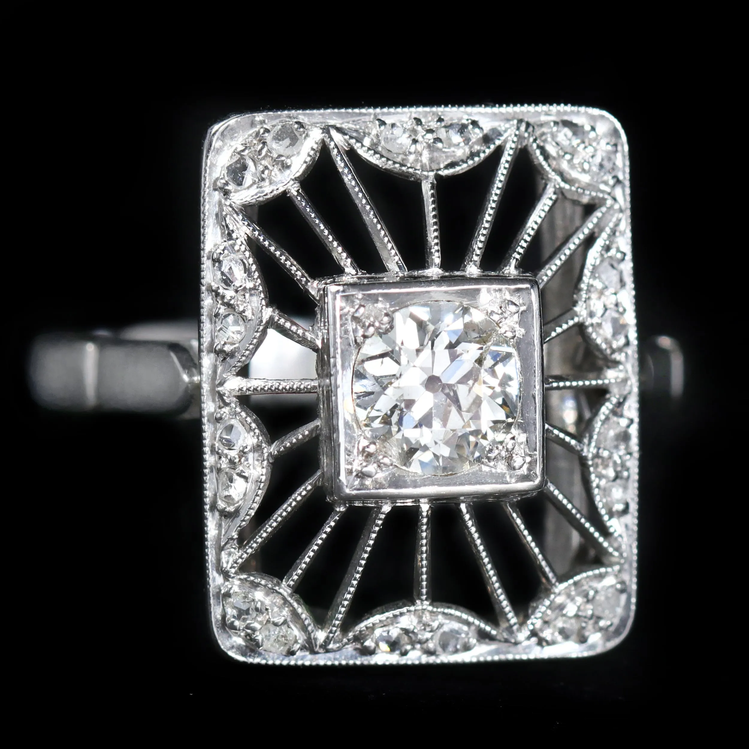 Art Deco 0.60 Carat Old European Cut Diamond Ring