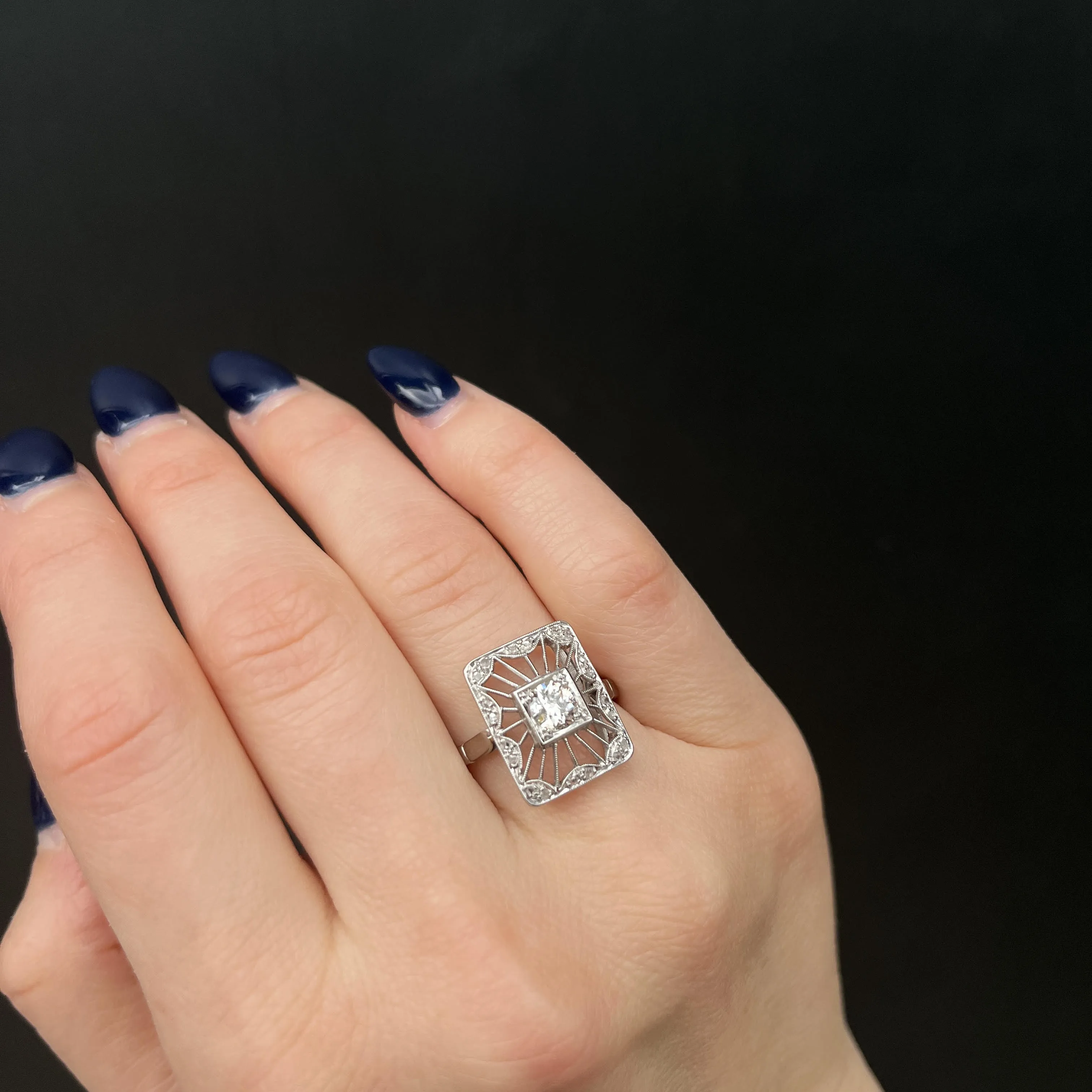 Art Deco 0.60 Carat Old European Cut Diamond Ring