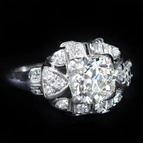 Art Deco 1.15 Carat Old European Cut Diamond Engagement Ring