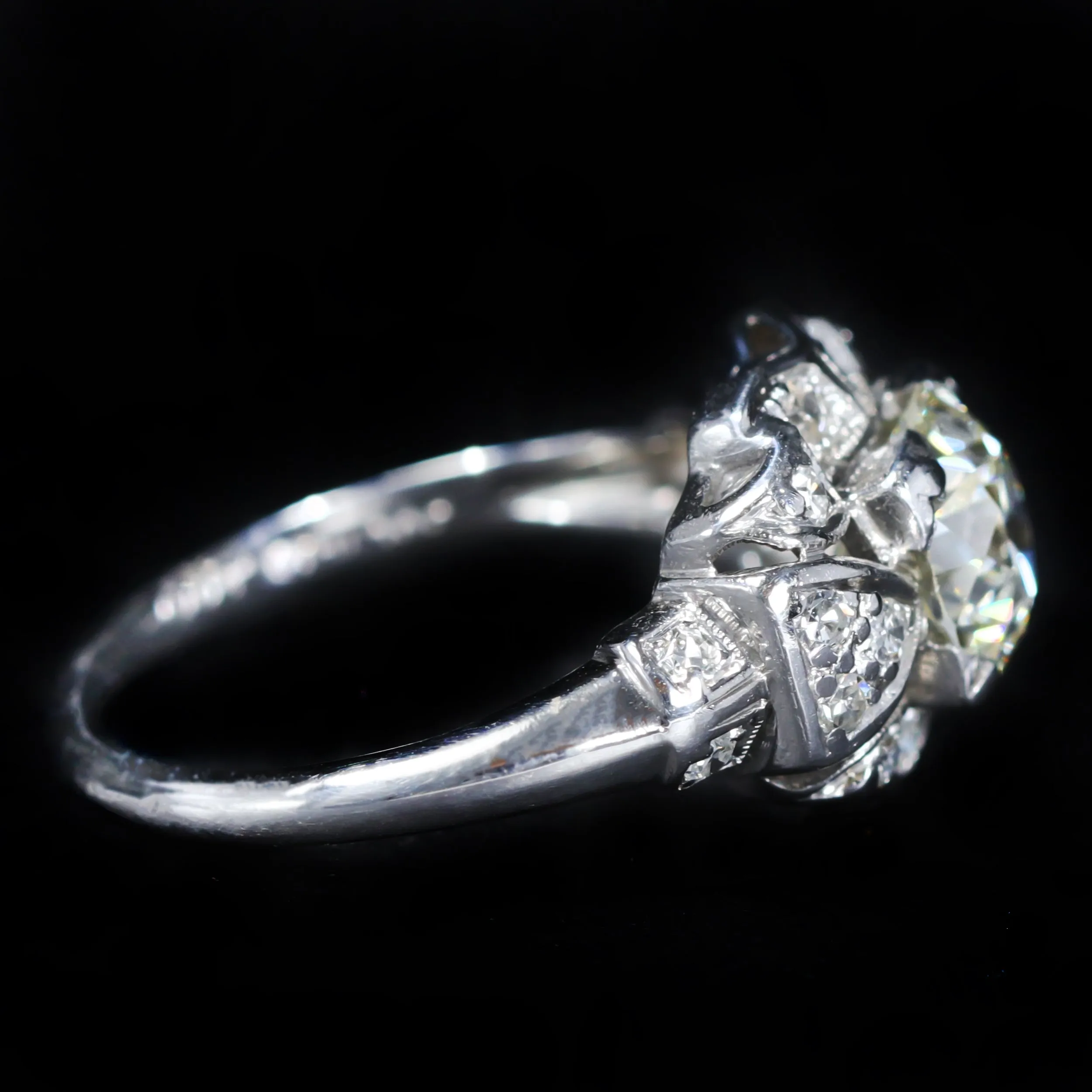 Art Deco 1.15 Carat Old European Cut Diamond Engagement Ring