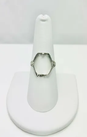 Art Deco 1930's 13.5 x 11.6mm 14k White Gold Ring To Restore