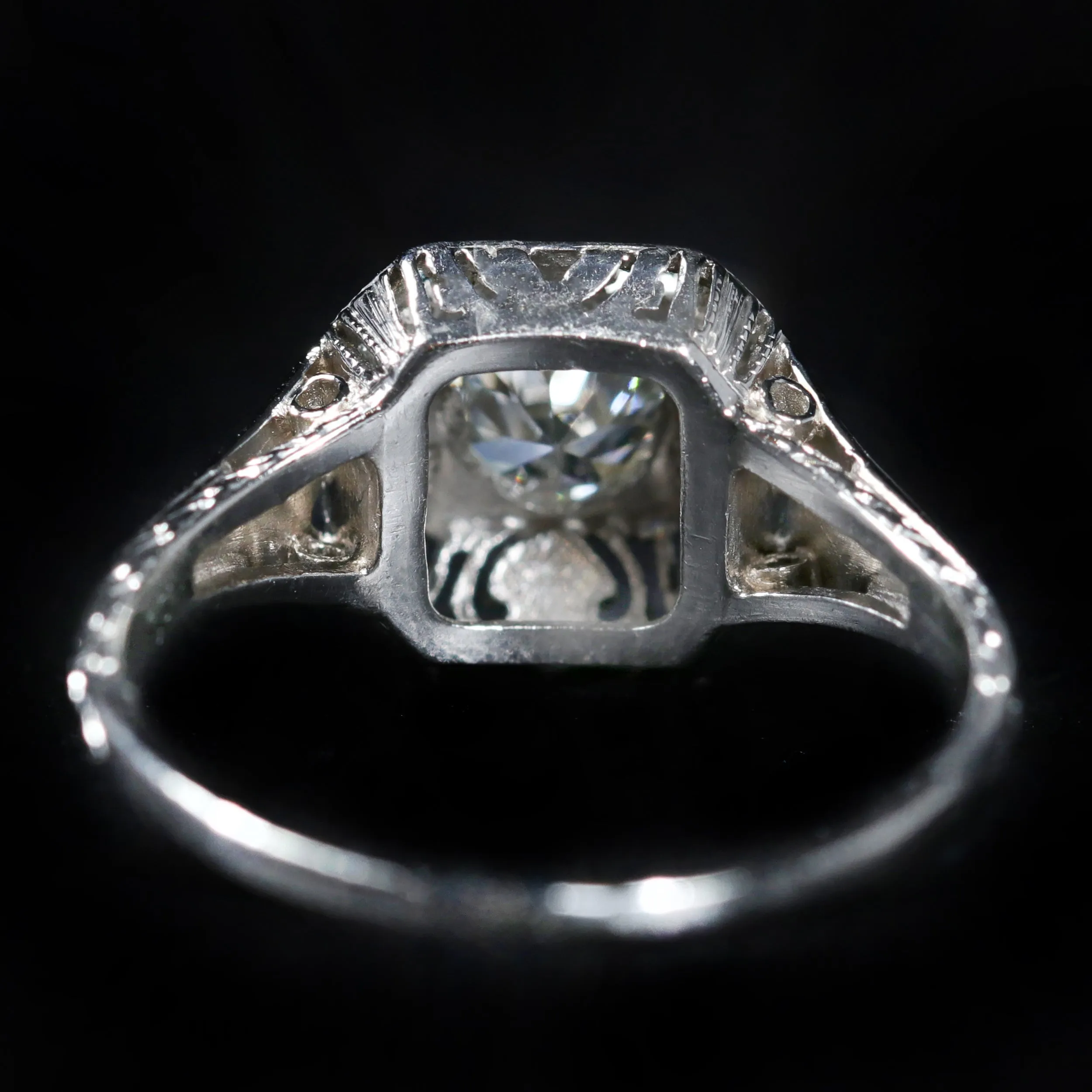 Art Deco Platinum 0.55 Carat Old European Cut Diamond Ring