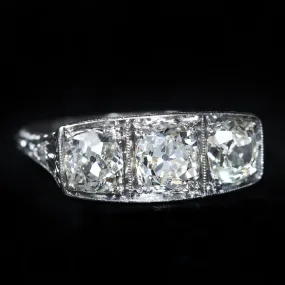 Art Deco Platinum 1.80 CTW Old Mine Cut Diamond Ring