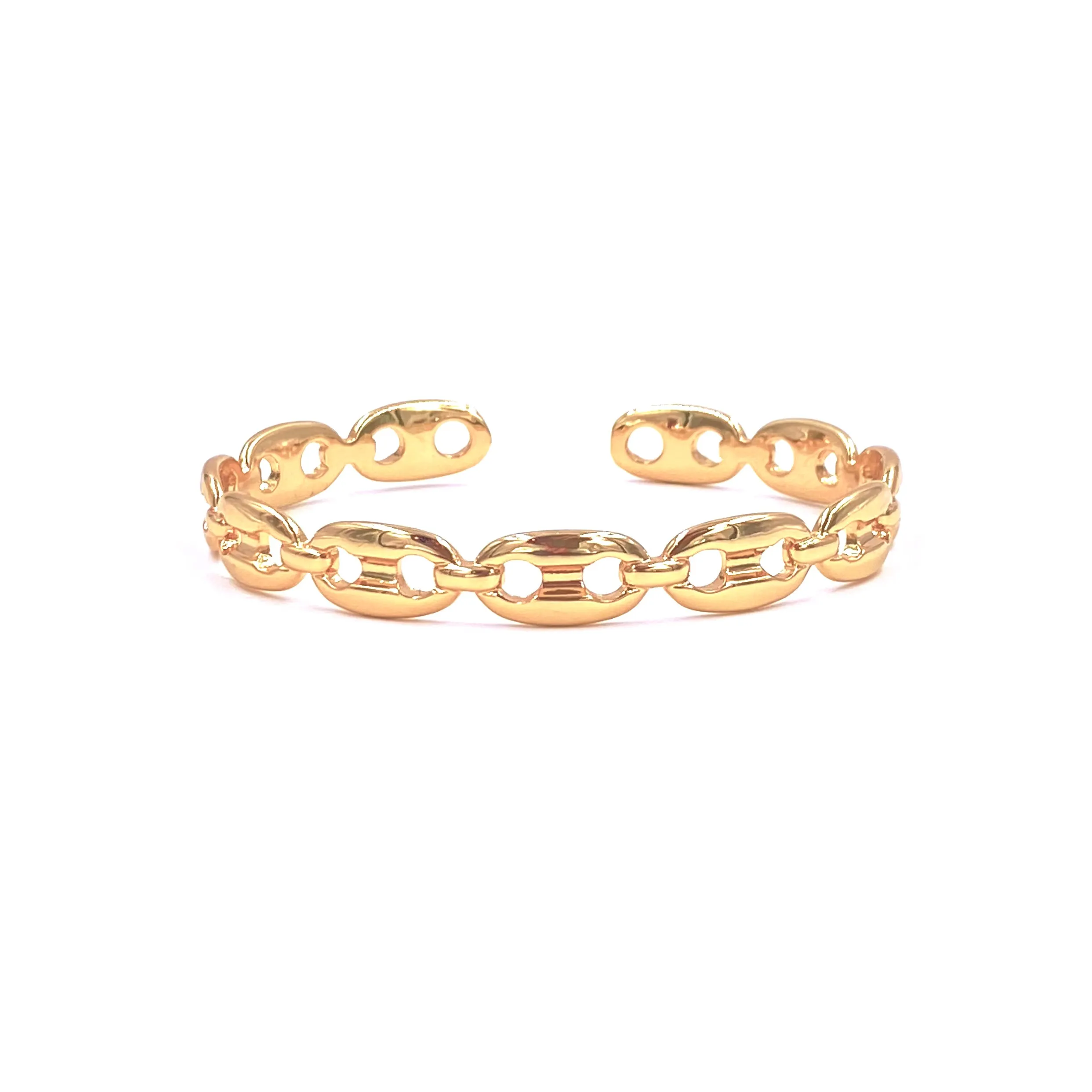 Ashley Gold Stainless Steel Gold Plated Closed Cap Design Bangle Bracelet