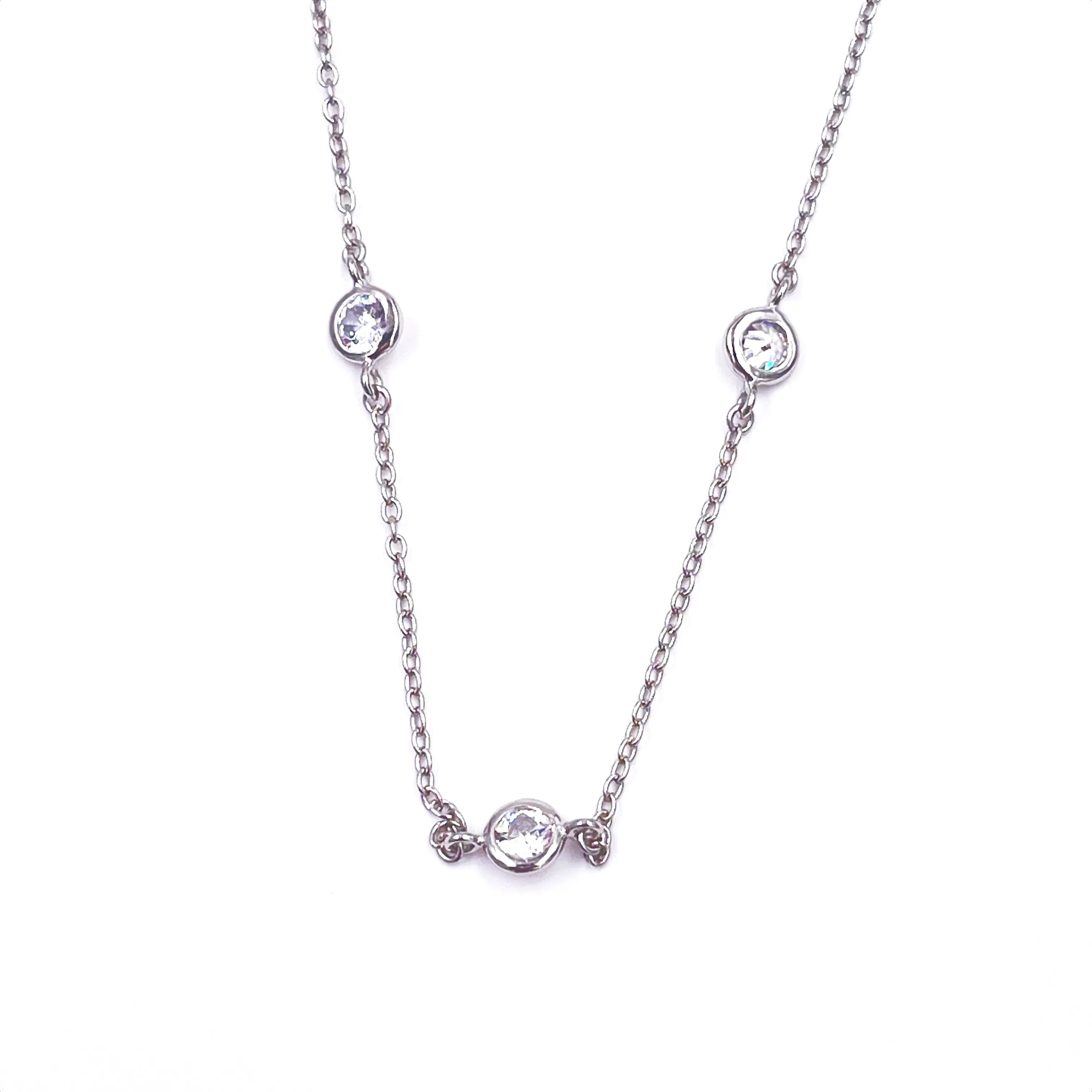 Ashley Gold Sterling Silver CZ By The Yard Chain Necklace