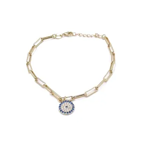 Ashley Gold Sterling Silver Gold Plated Evil Eye Colored CZ Bracelet