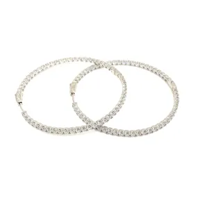 Ashley Gold Sterling Silver Large Hoop Earrings With CZ'S