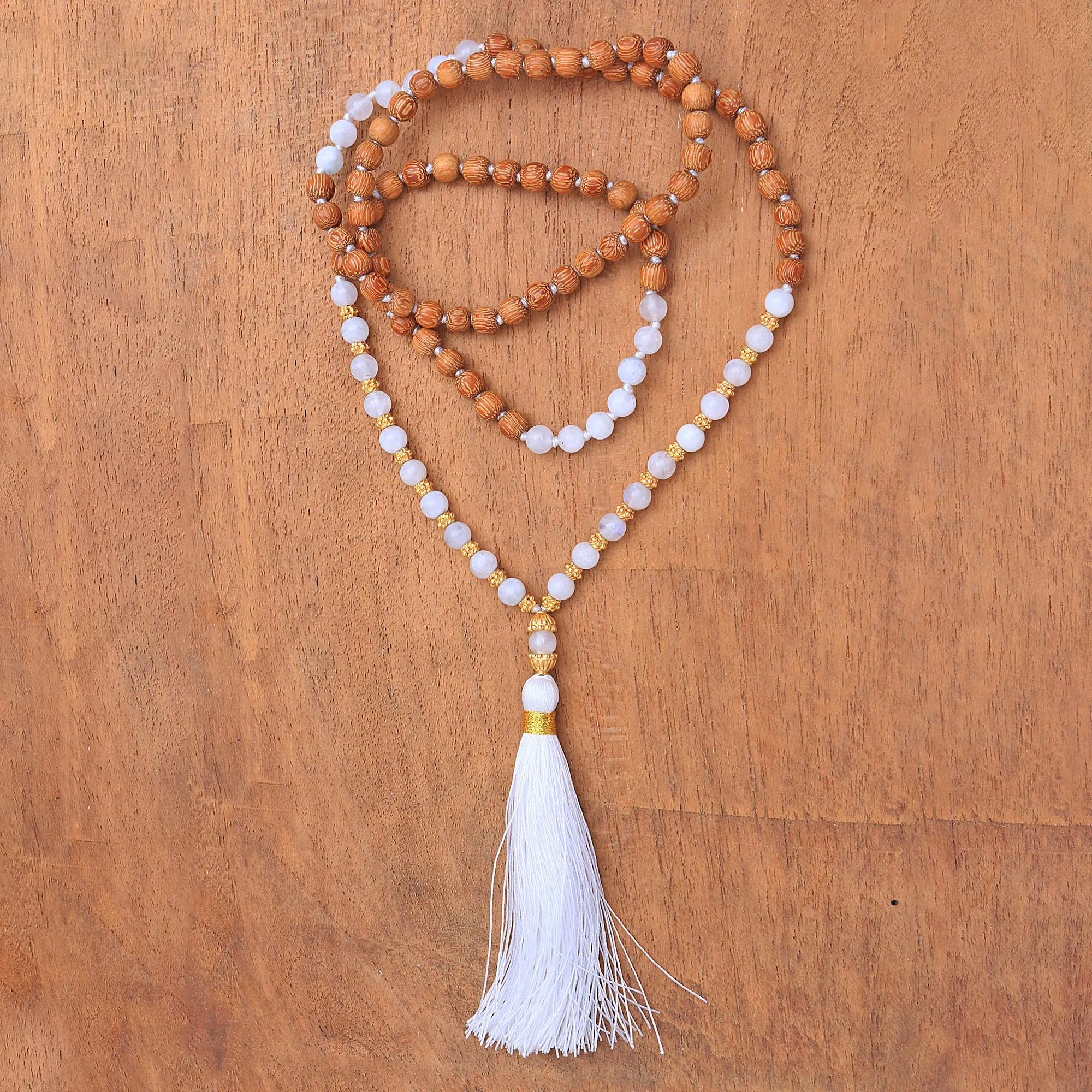 Batuan Harmony 22k Gold Plated Moonstone Beaded Necklace from Bali